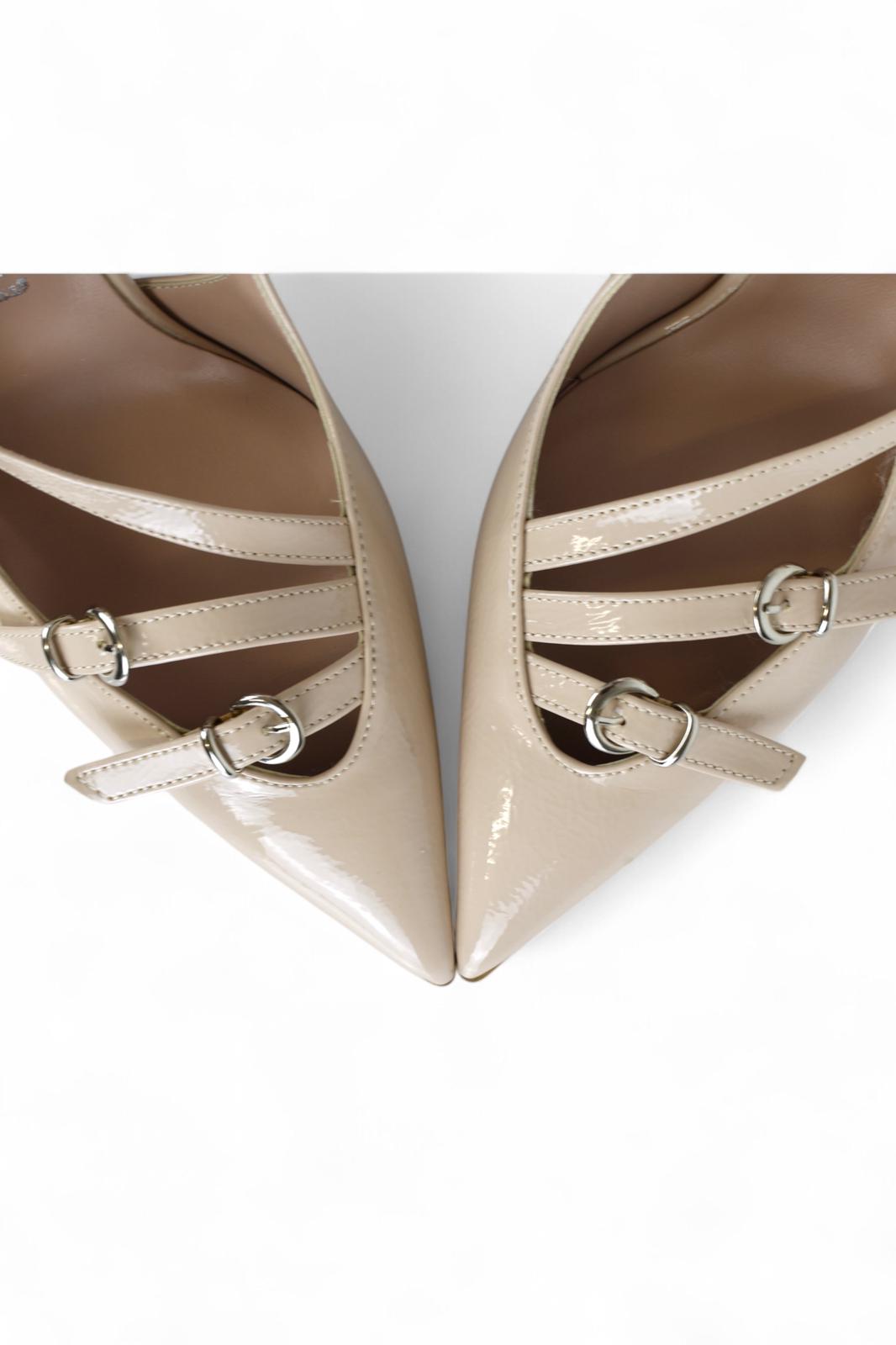 Divine Follie slingback con tacco in vernice nude con fibbie