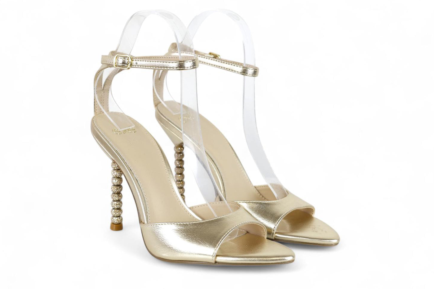 Exé sandalo donna in ecopelle gold con dettagli strass nel tacco