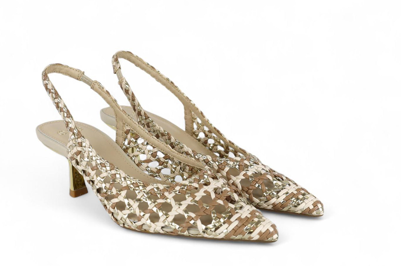 Exé chanel donna intrecciato in colore camel e oro