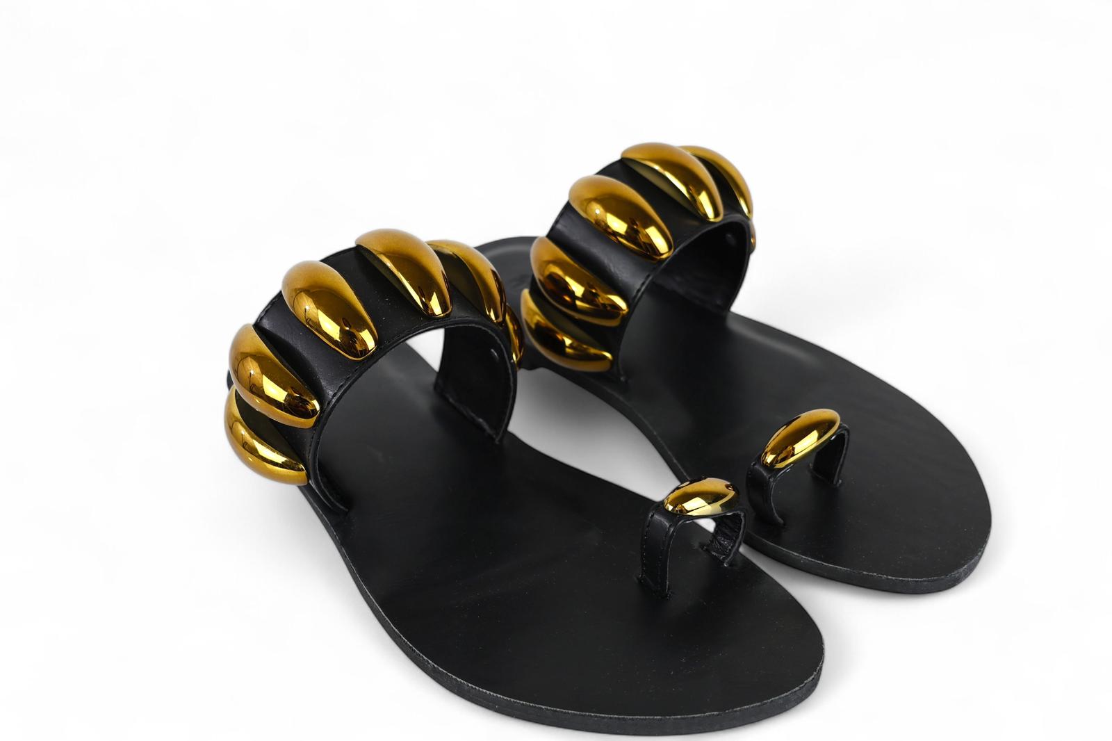 Exé infradito donna con fascia e dettagli bronzo
