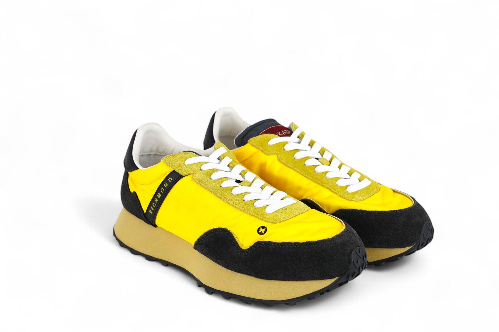 John Richmond sneaker uomo in suede antracite e nylon giallo