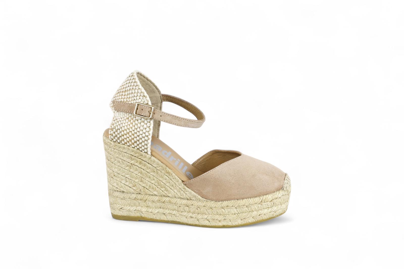 Espadrilles campesina con zeppa in suede beige