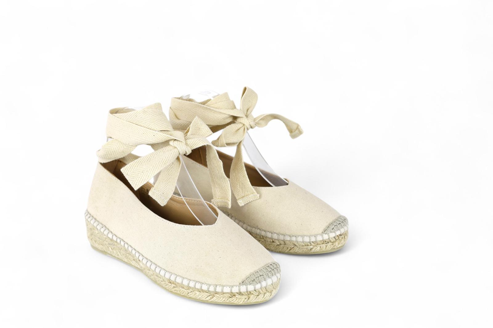 Espadrilles ballerina donna in tessuto color crema