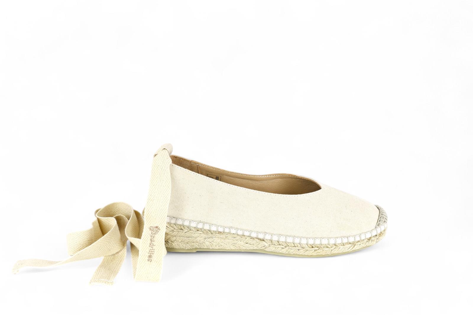 Espadrilles ballerina donna in tessuto color crema