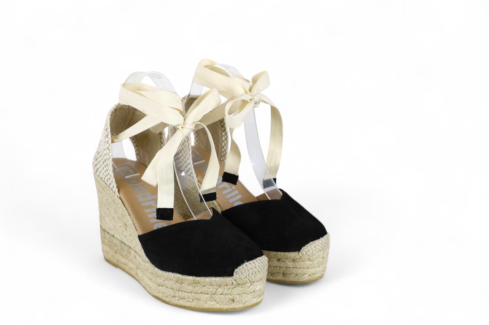Espadrilles campesina con zeppa donna in suede nero