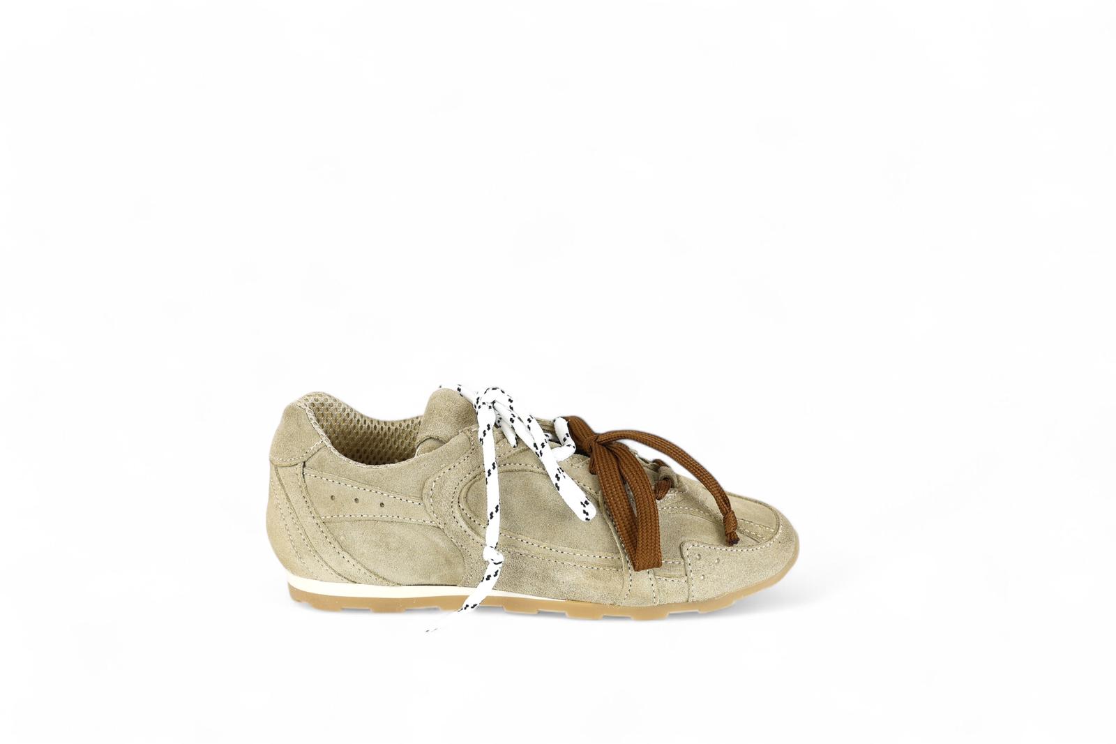 Via Mondata sneakers donna in camoscio taupe con doppio laccio