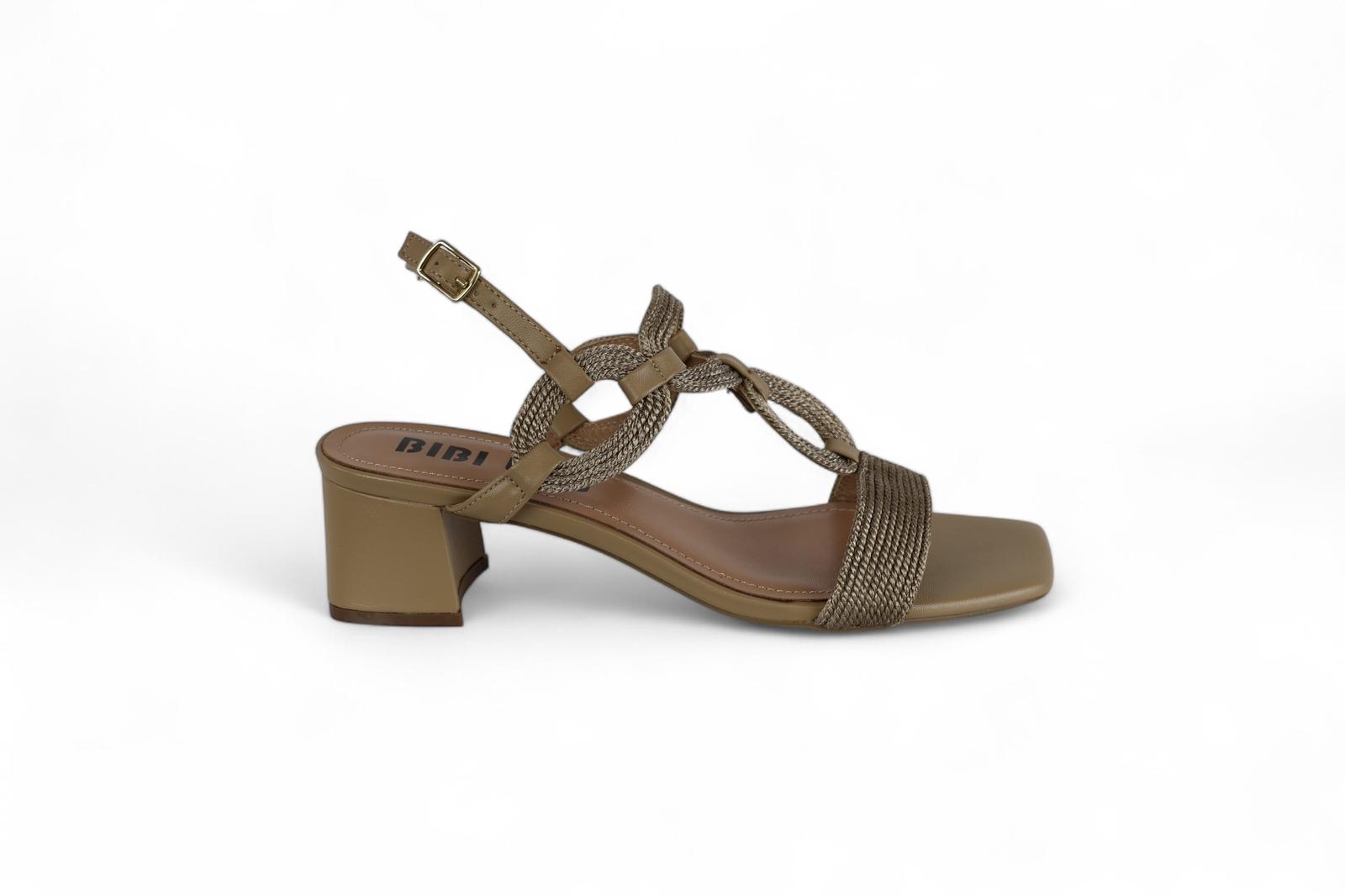 Bibi Lou sandalo donna con tacco in corda camel