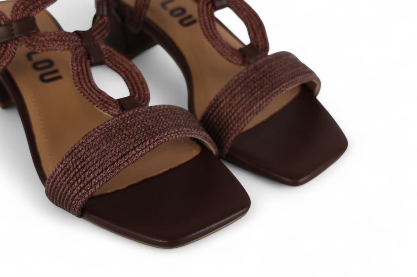 Bibi Lou sandalo donna con tacco in corda marrone