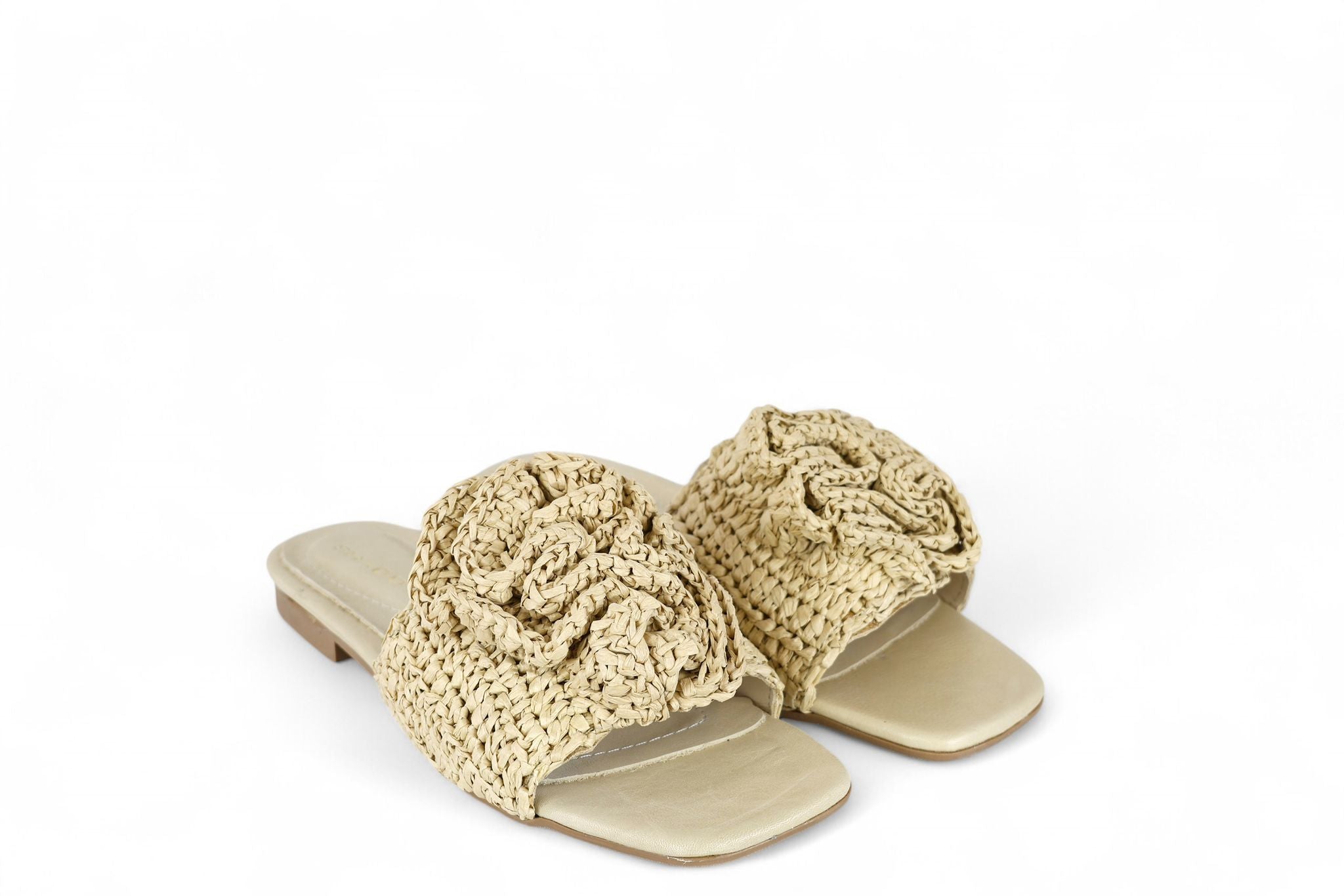 Shaddy ciabatta donna in rafia beige con fiore