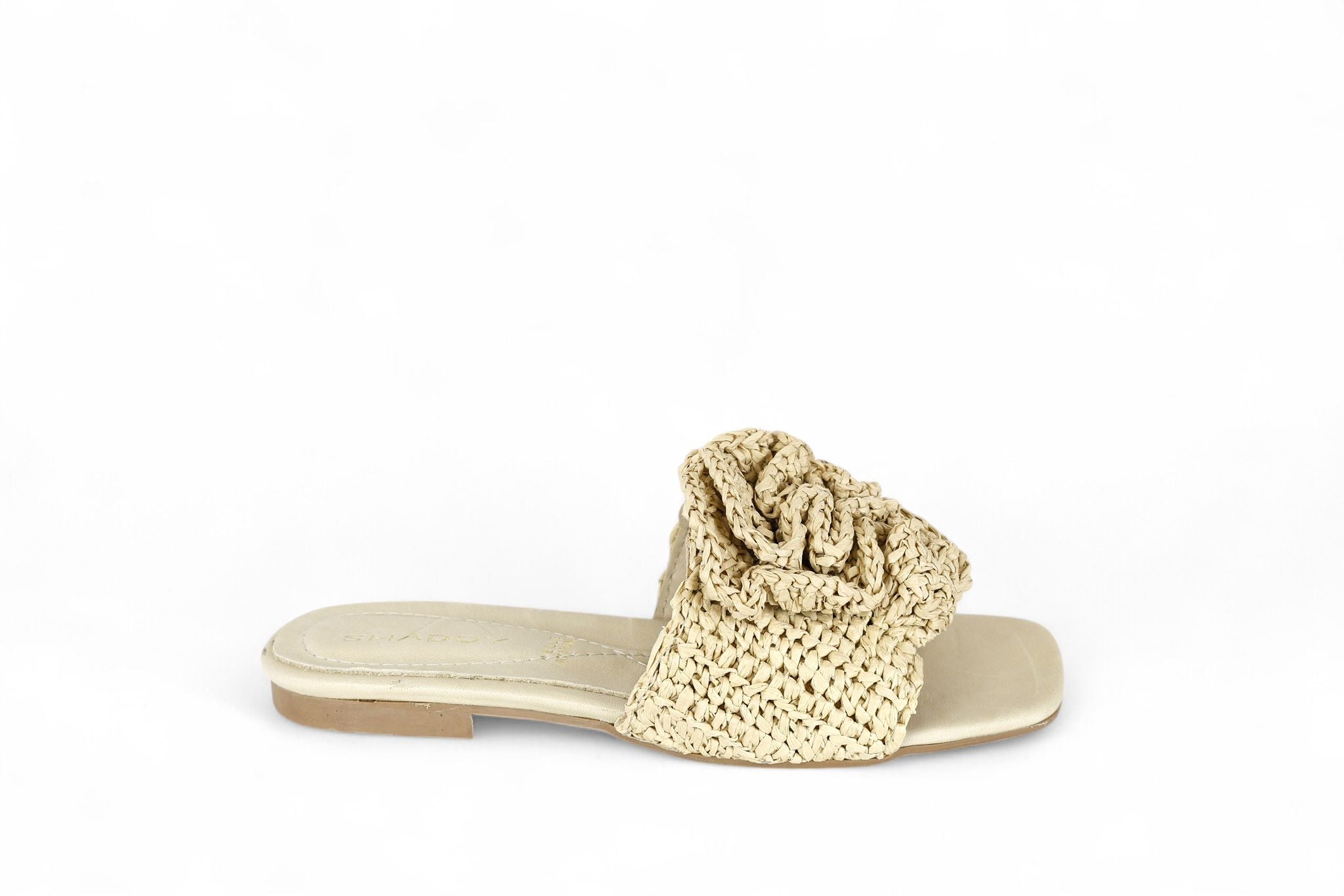 Shaddy ciabatta donna in rafia beige con fiore