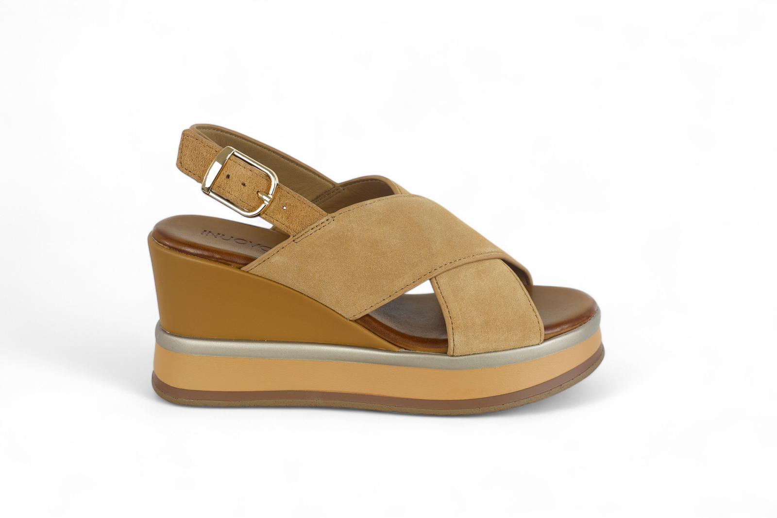 INUOVO sandali con zeppa donna fasce suede incrociato cuoio