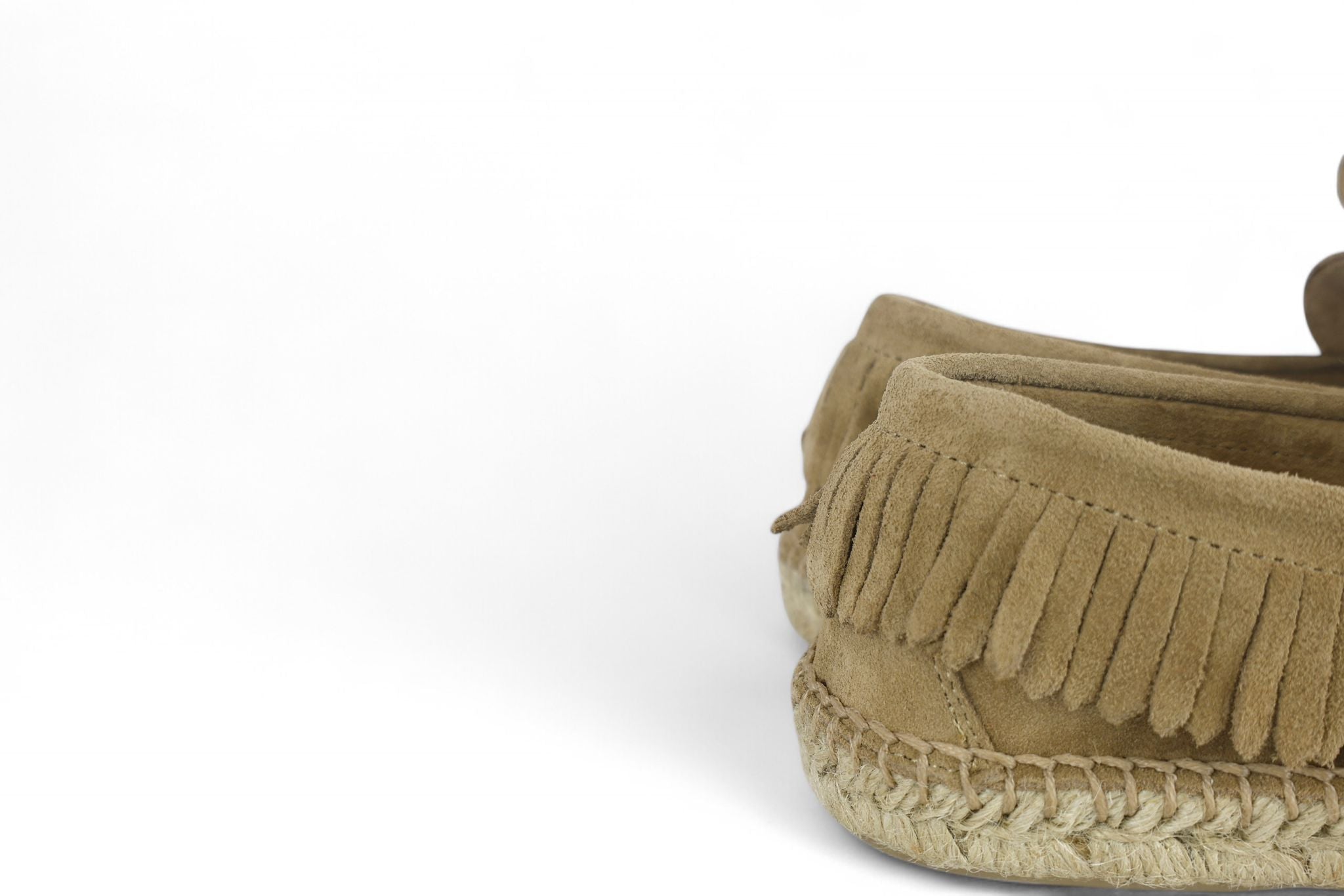 Lagoa mocassino donna in suede beige con frange e perline