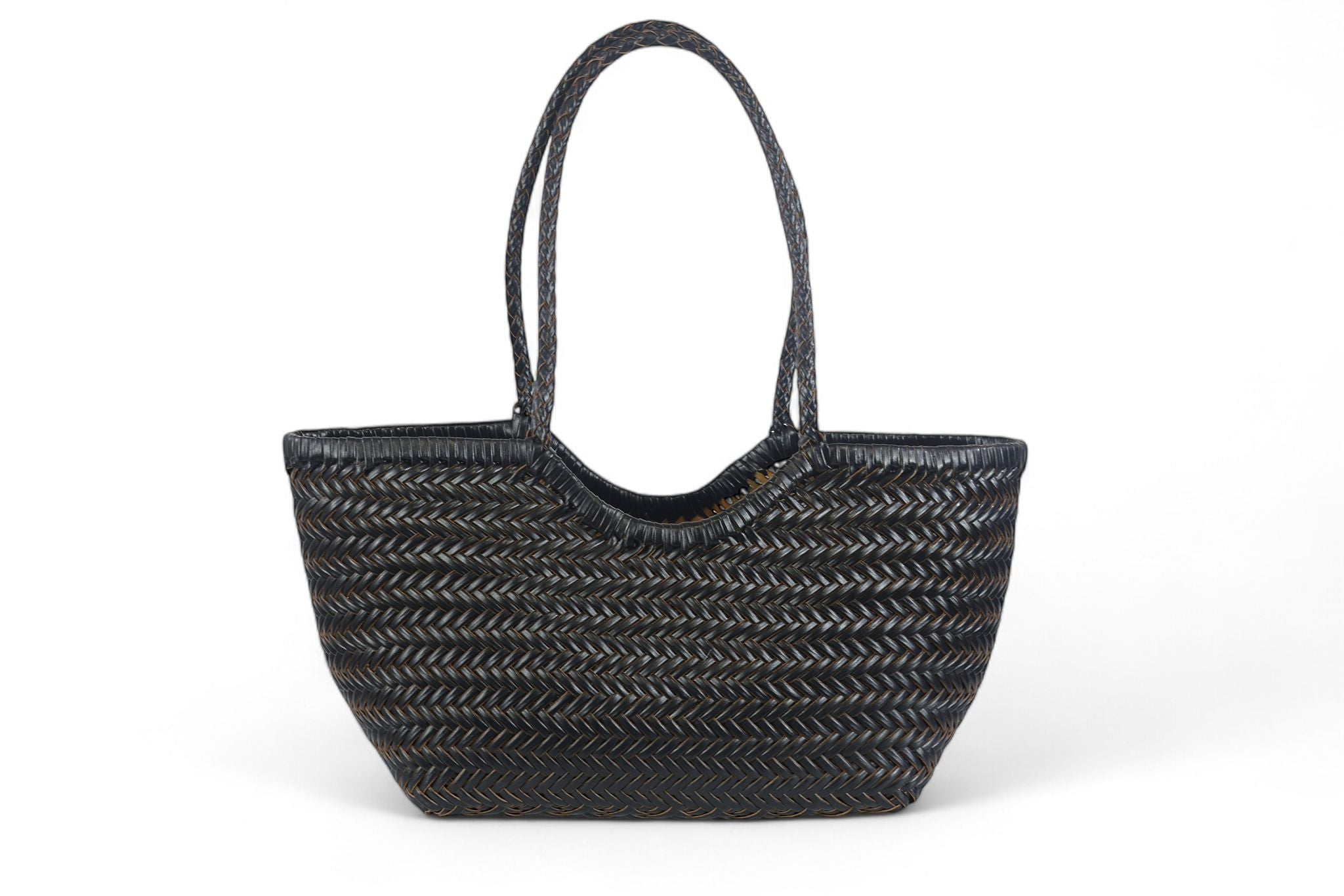 Cecile MI borsa piccola donna modello shopping in pelle intrecciata nera