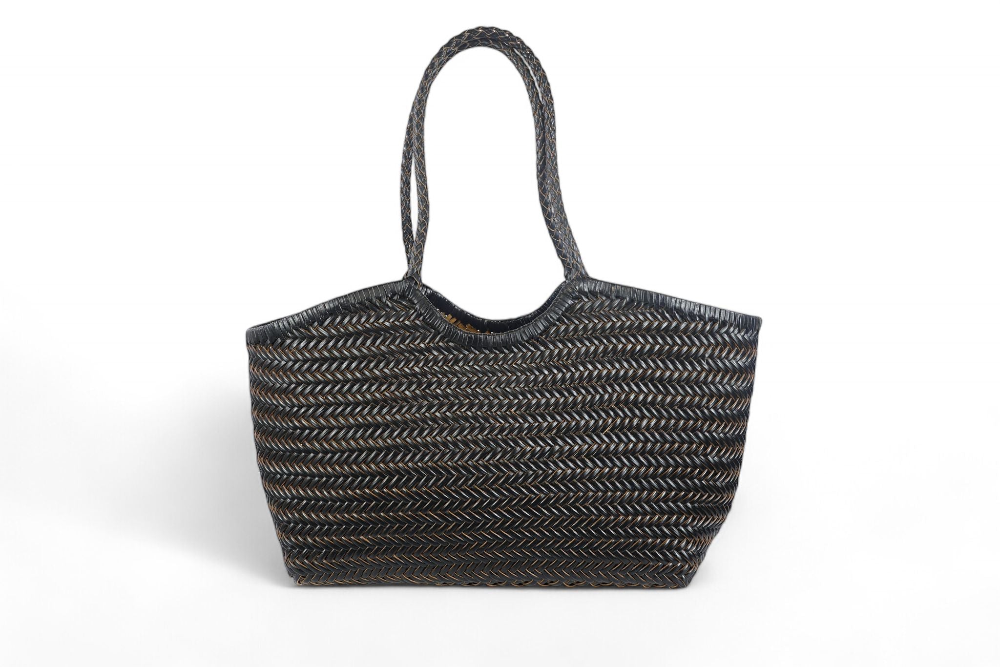 Cecile MI borsa donna modello shopping in pelle intrecciata nera