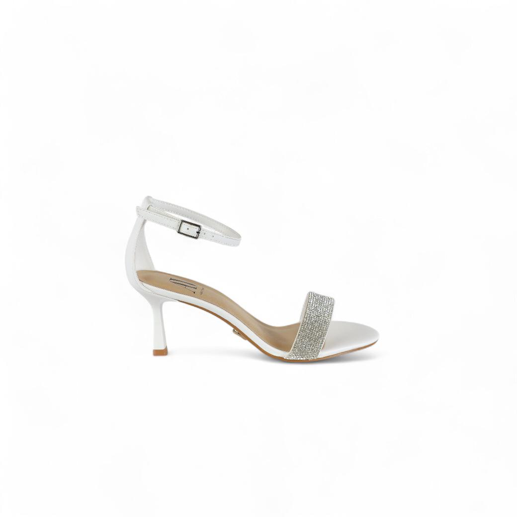 Albano Vanity sandalo con tacco donna bianco con fascia strassata