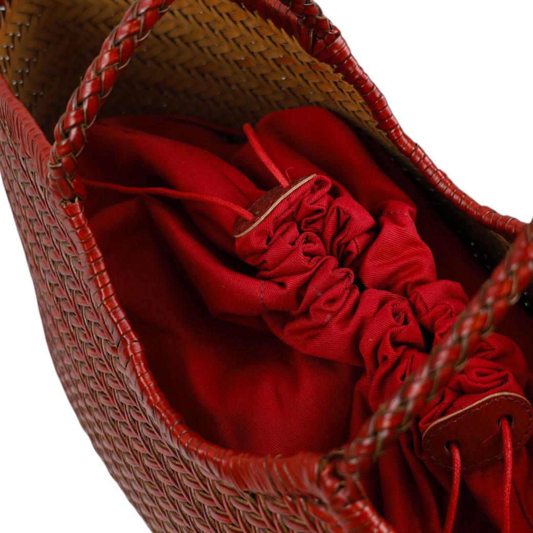 Cecile MI borsa donna modello shopping in pelle intrecciata rossa