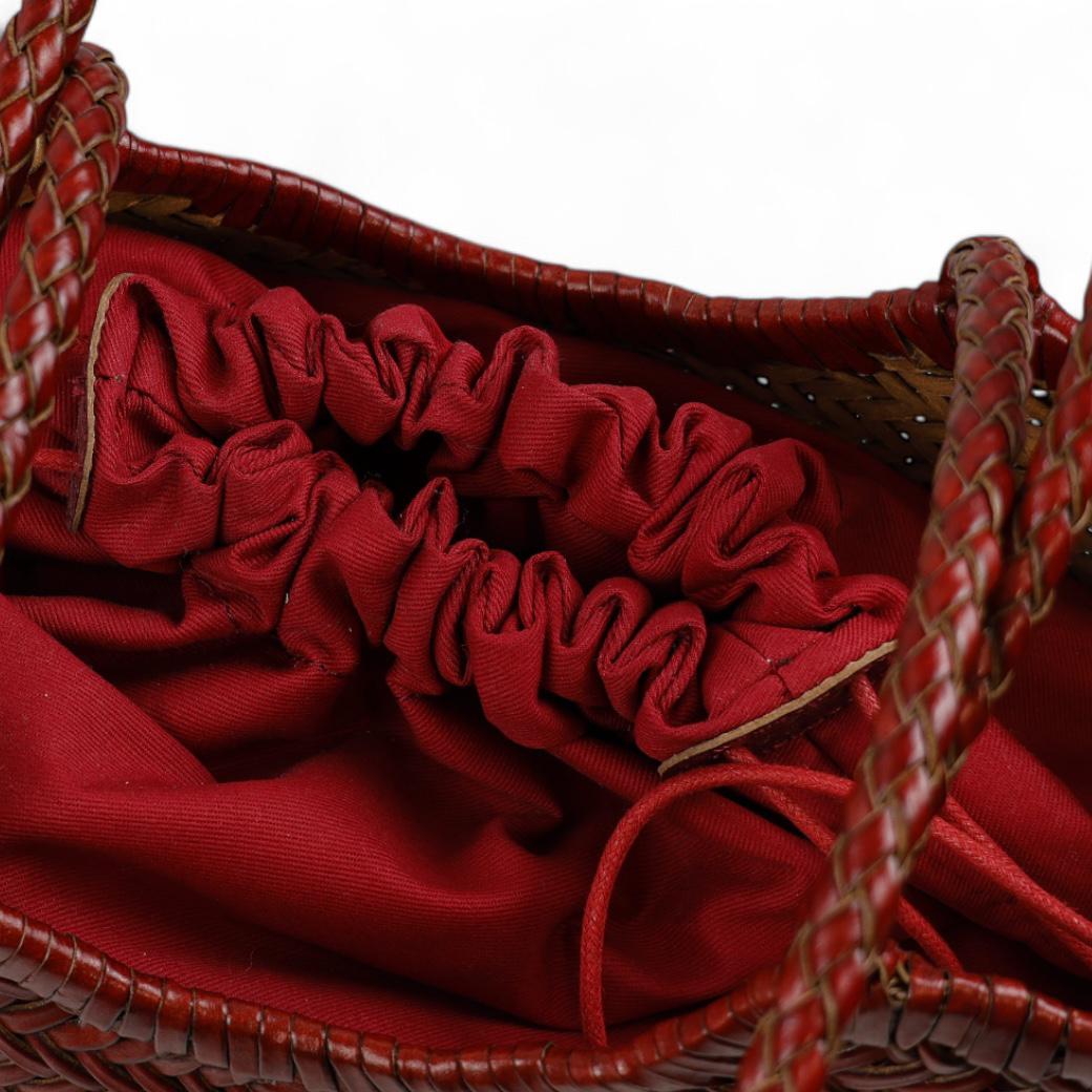 Cecile MI borsa piccola donna modello shopping in pelle intrecciata rossa