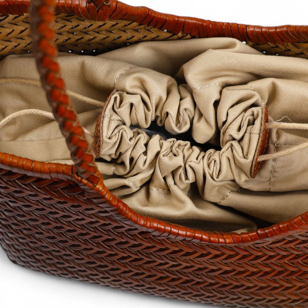 Cecile MI borsa donna piccola modello shopping in pelle intrecciata cuoio