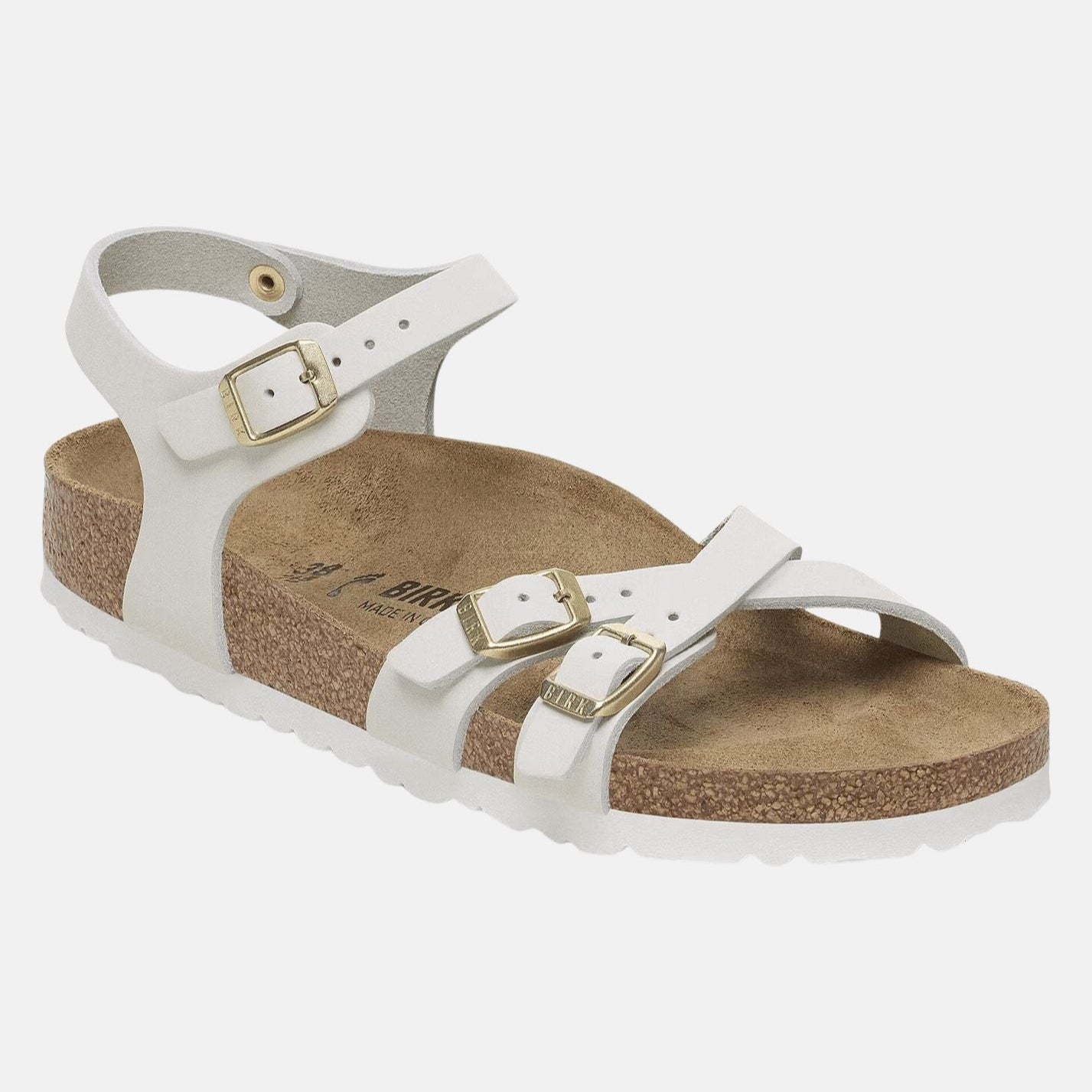 Birkenstock sandalo donna fasce incrociate nabuck bianco antico
