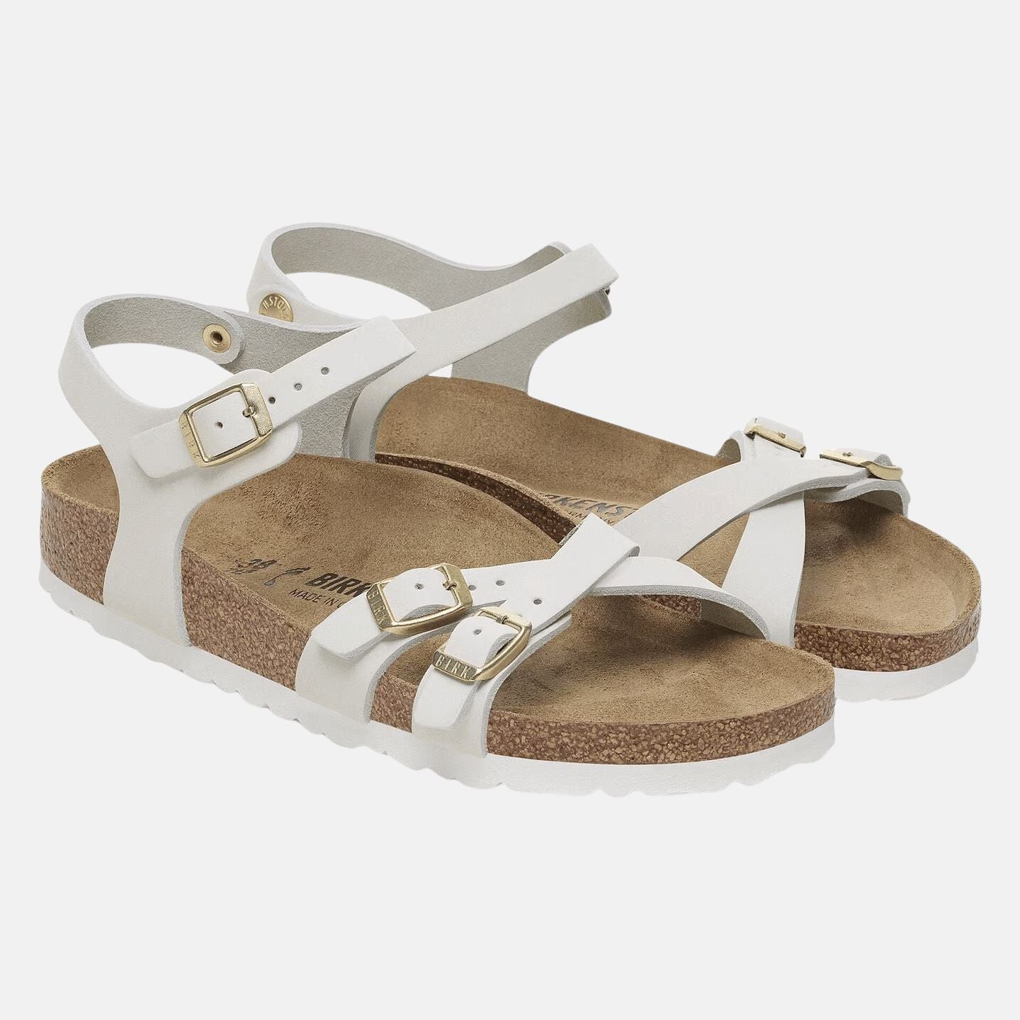 Birkenstock sandalo donna fasce incrociate nabuck bianco antico