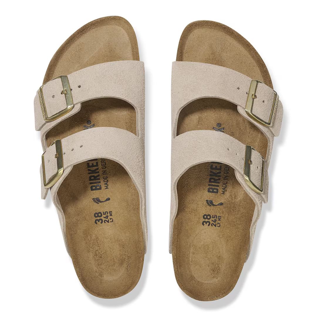 Birkenstock ciabatta donna due fasce in suede beige