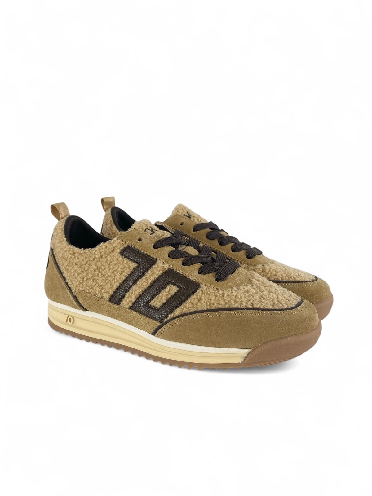 BACK70 Sneaker donna fur e suede jogger ft18 beige