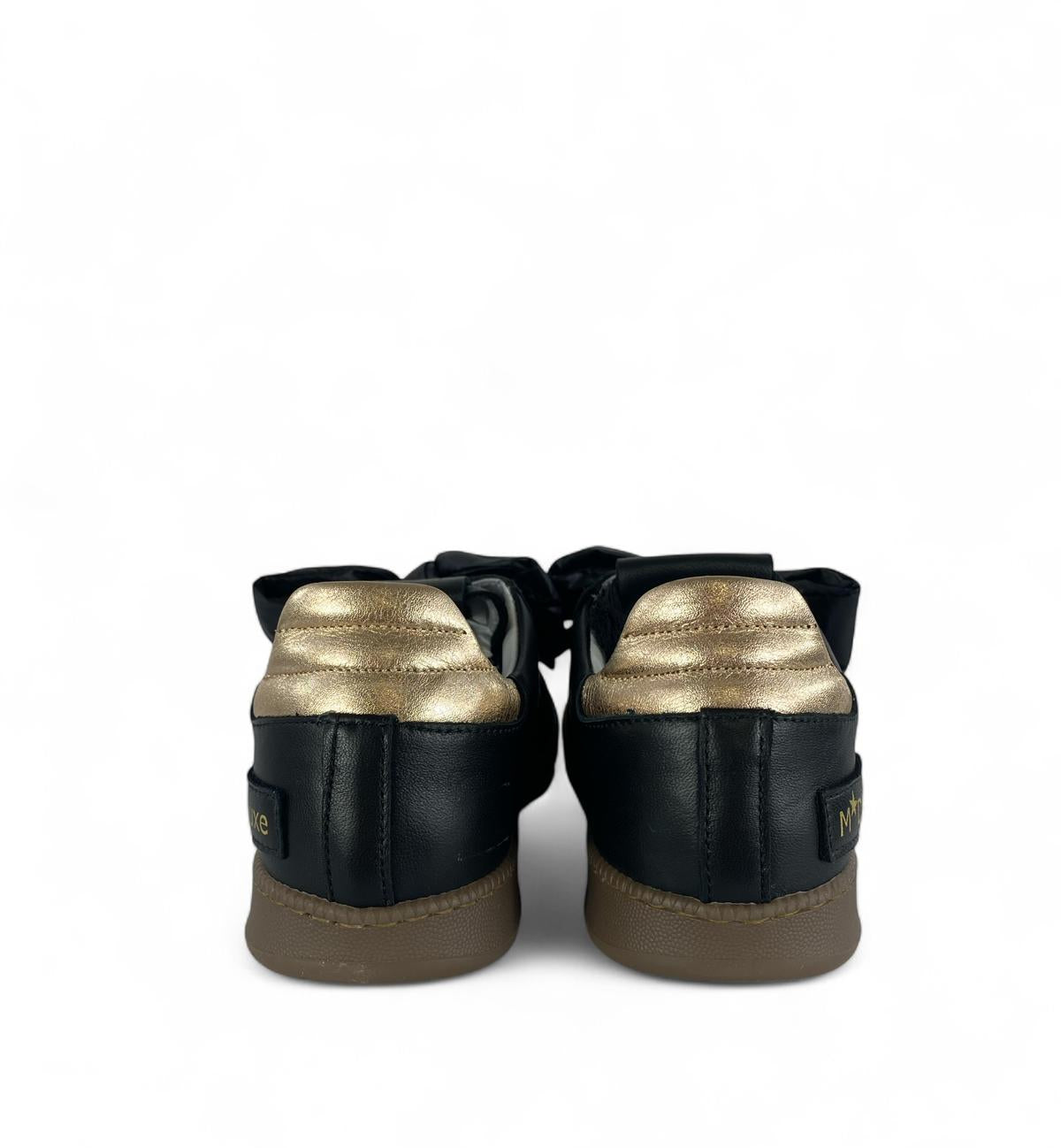 MELINE Sneaker donna in pelle e Lacci in pizzo con Fiocco in nylon Nero