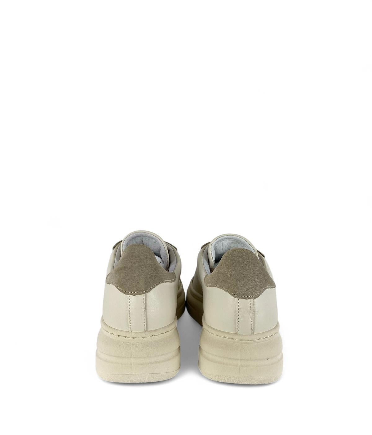 MELINE Sneaker donna in pelle e suede e Lacci in pizzo con bottoni strass crudo corda