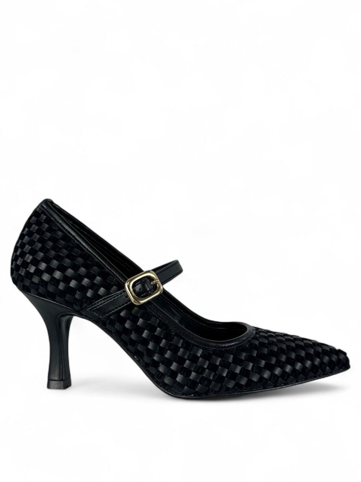 BOTTEGA LOTTI Décolleté modello maryjane in ecopelle intrecciata 7cm nero