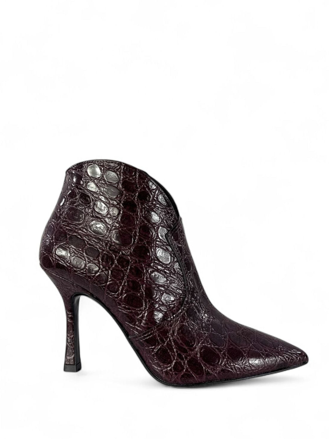 BOTTEGA LOTTI Tronchetti in ecopelle stampato coccodrillo 9cm bordeaux