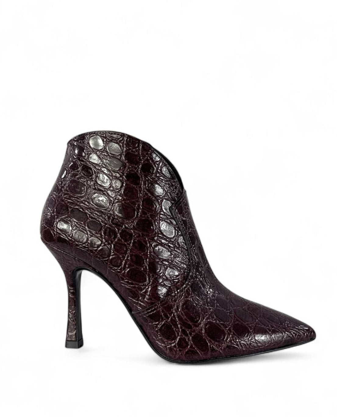 BOTTEGA LOTTI Tronchetti in ecopelle stampato coccodrillo 9cm bordeaux