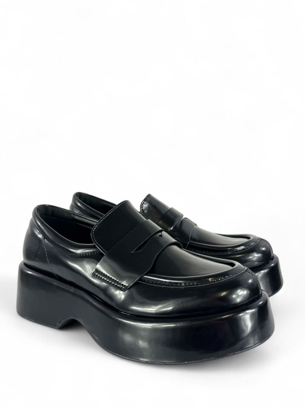 BOTTEGA LOTTI Mocassini modello college in ecopelle e platform nero