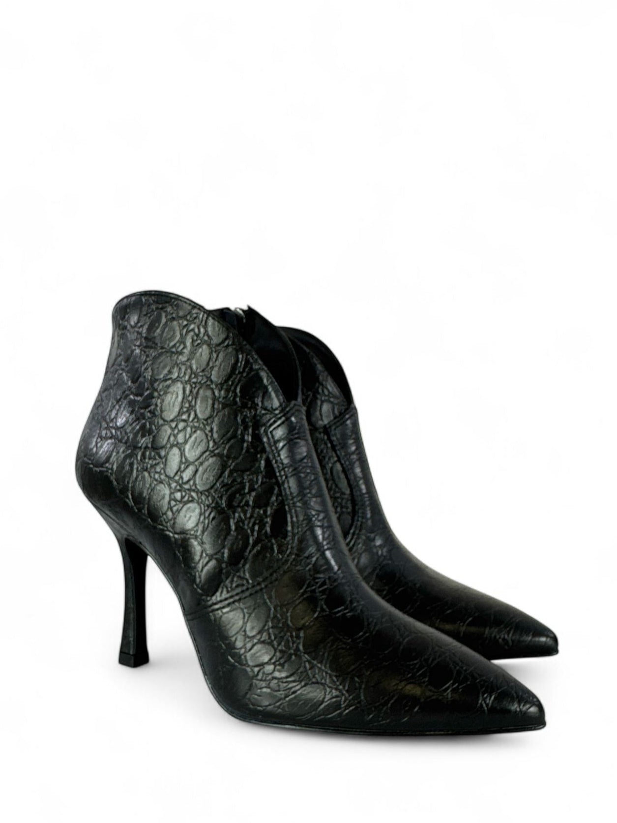 BOTTEGA LOTTI Tronchetti  in ecopelle stampato coccodrillo 9cm nero