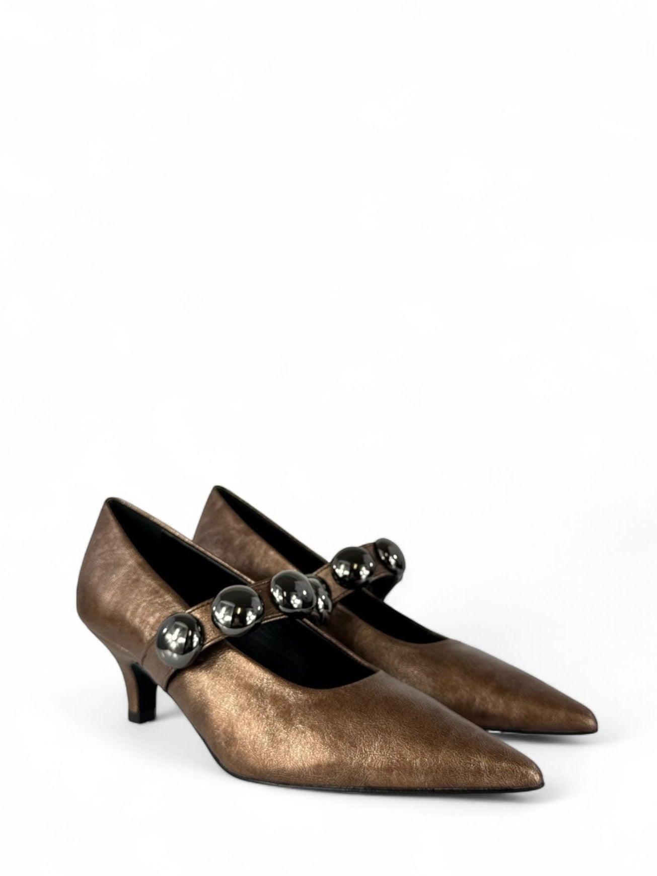 BOTTEGA LOTTI Deolletè in ecopelle con borchie 6cm bronzo