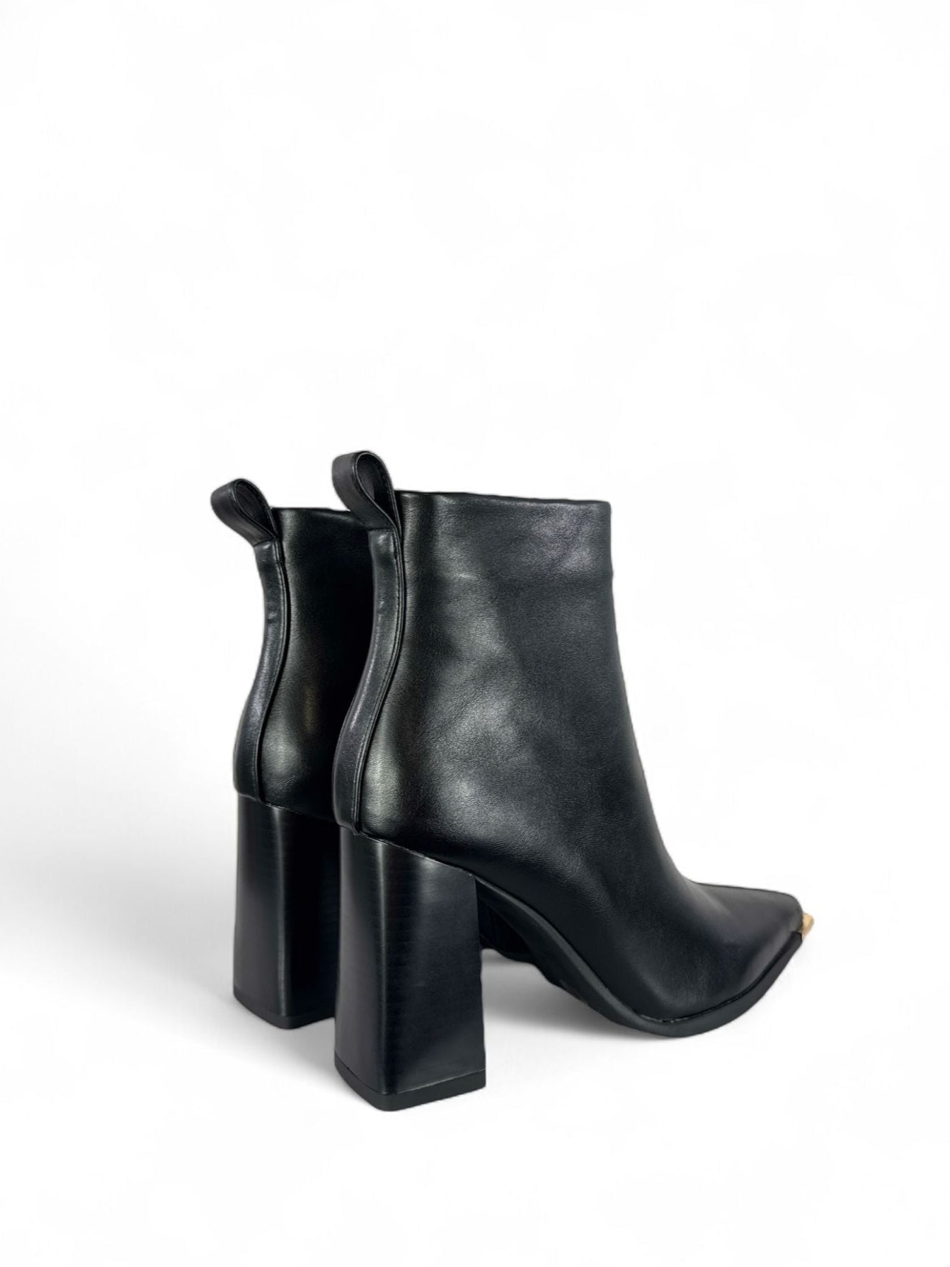 EXÈ STIVALETTO NERO CON PUNTALE IN ORO