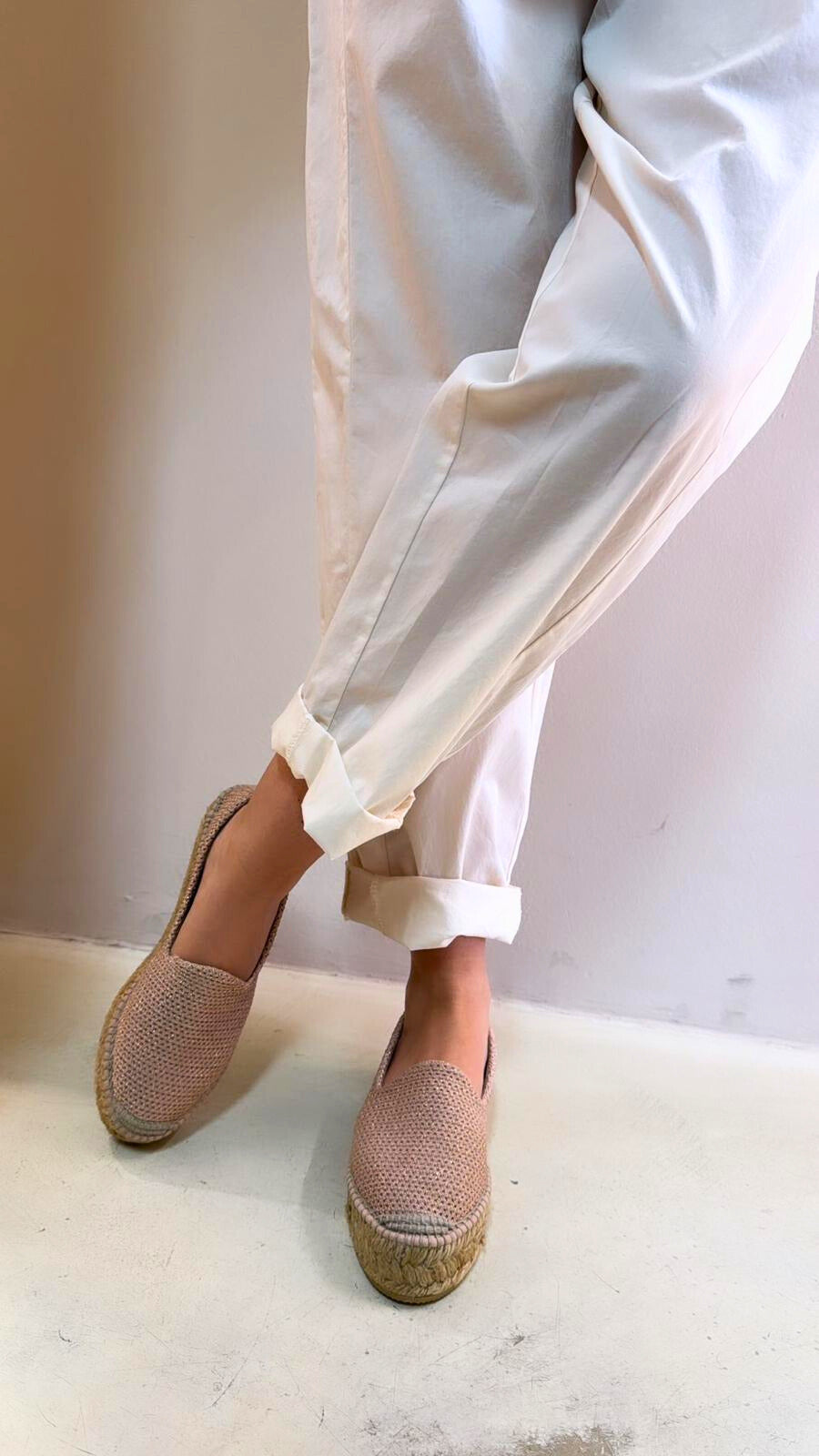 Espadrilles Slip-on donna in lurex salmone