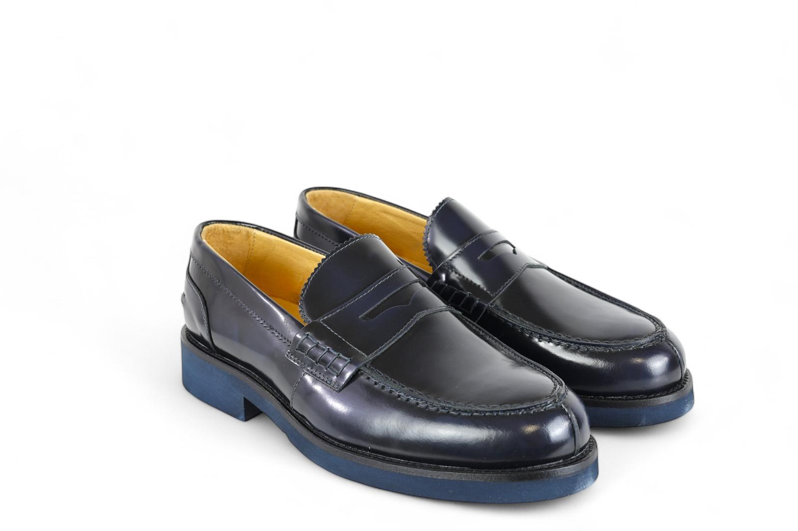 Exton mocassino uomo in pelle abrasivata blue