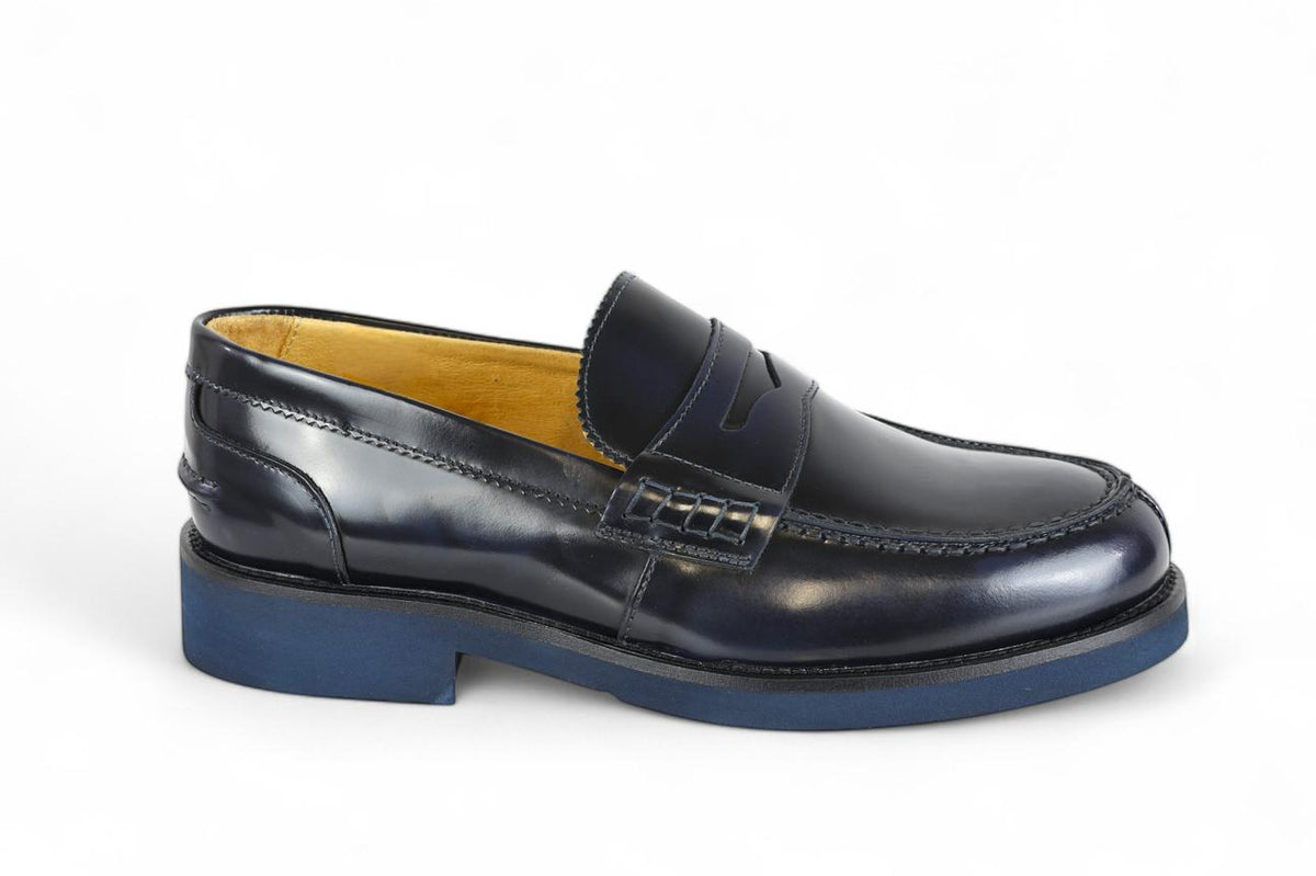 Exton mocassini uomo in pelle abrasivata blue