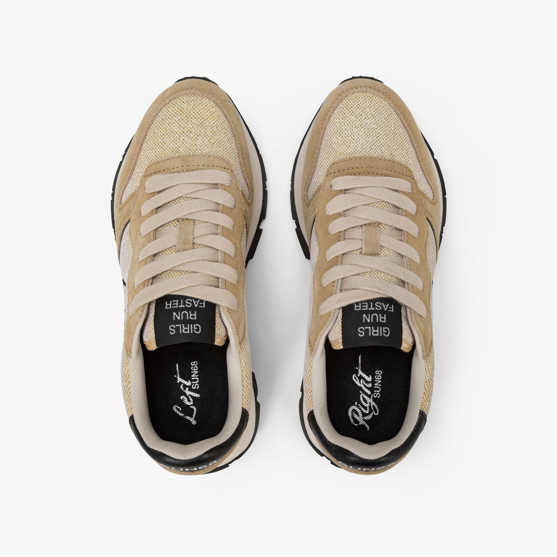 SUN68 Sneaker donna lurex e suede oro
