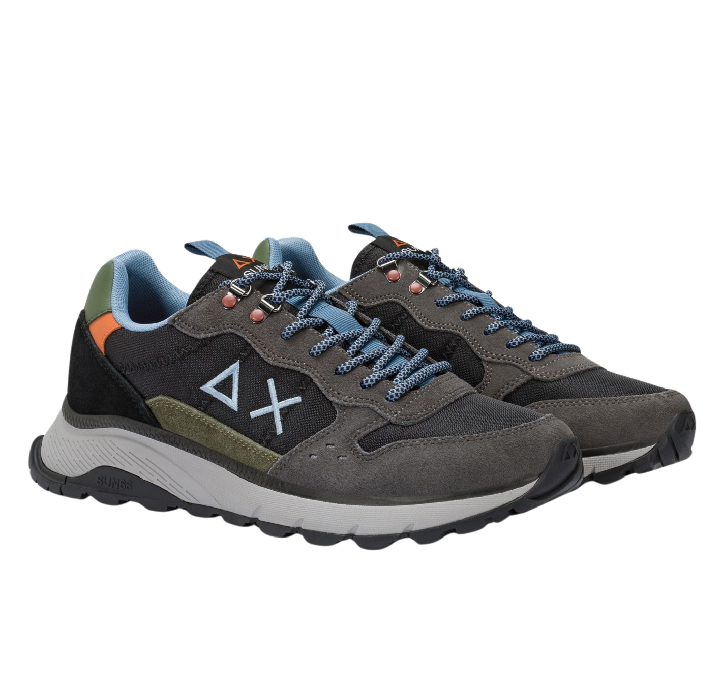 SUN68 Sneakers uomo in suede e tela nero