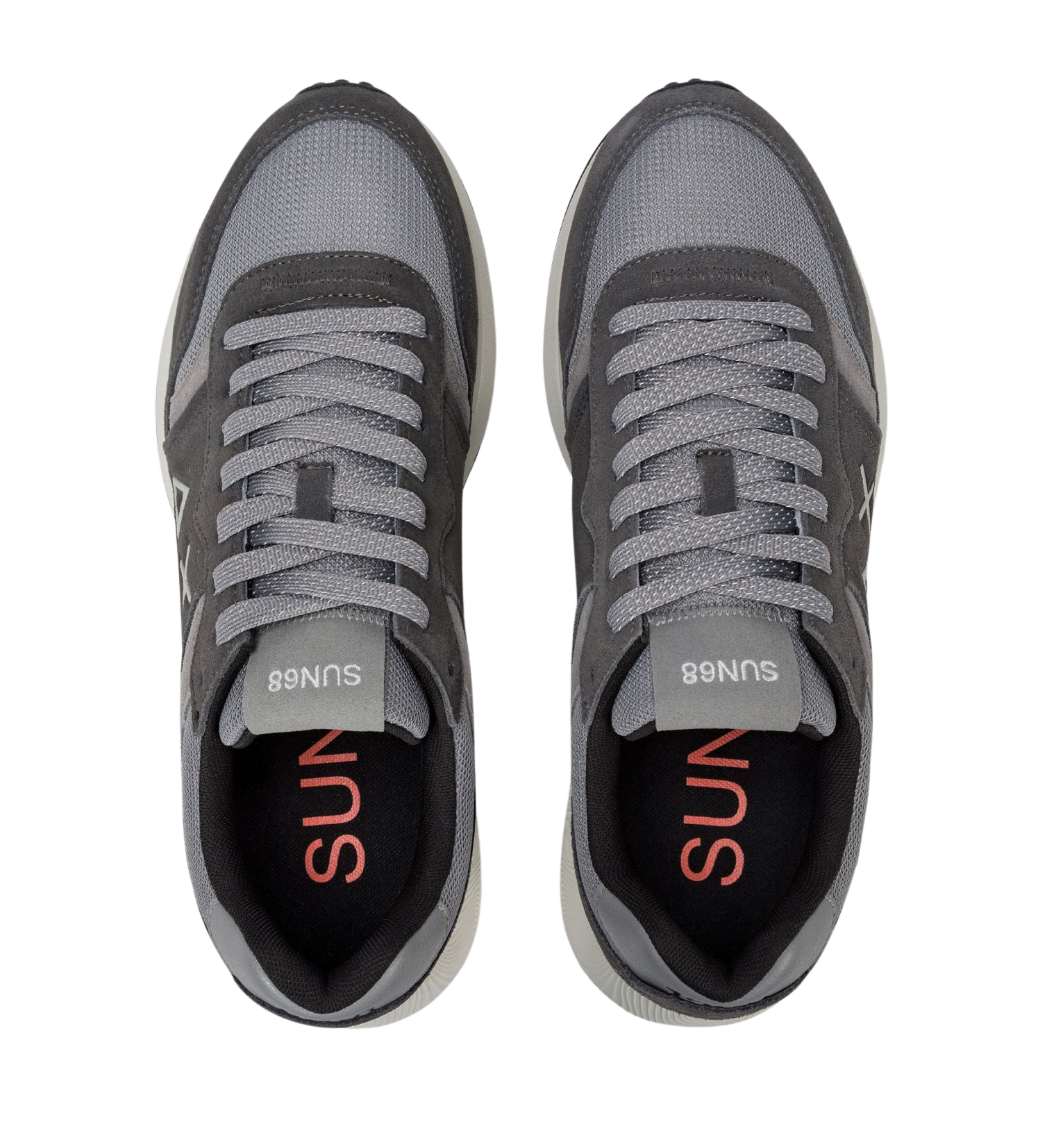SUN68 Sneakers uomo in suede e mesh grigio