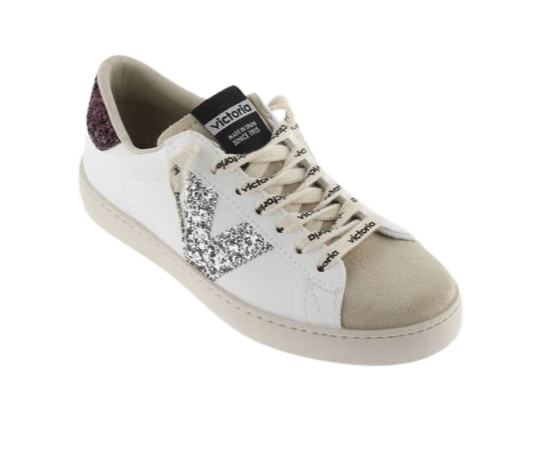 VICTORIA Sneaker donna in eco pelle e suede bianco