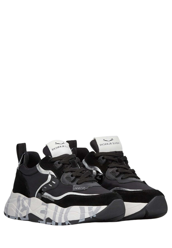 VOILE BLANCHE Sneaker donna dettagli laminati argento nero