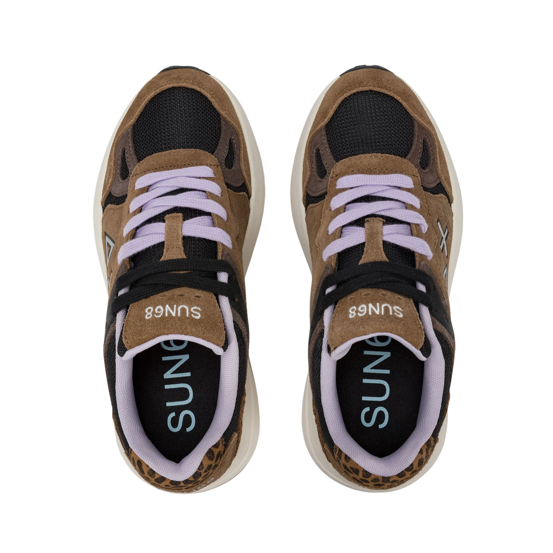 SUN68 Sneaker donna in suede e tela con lacci a contrasto volpe