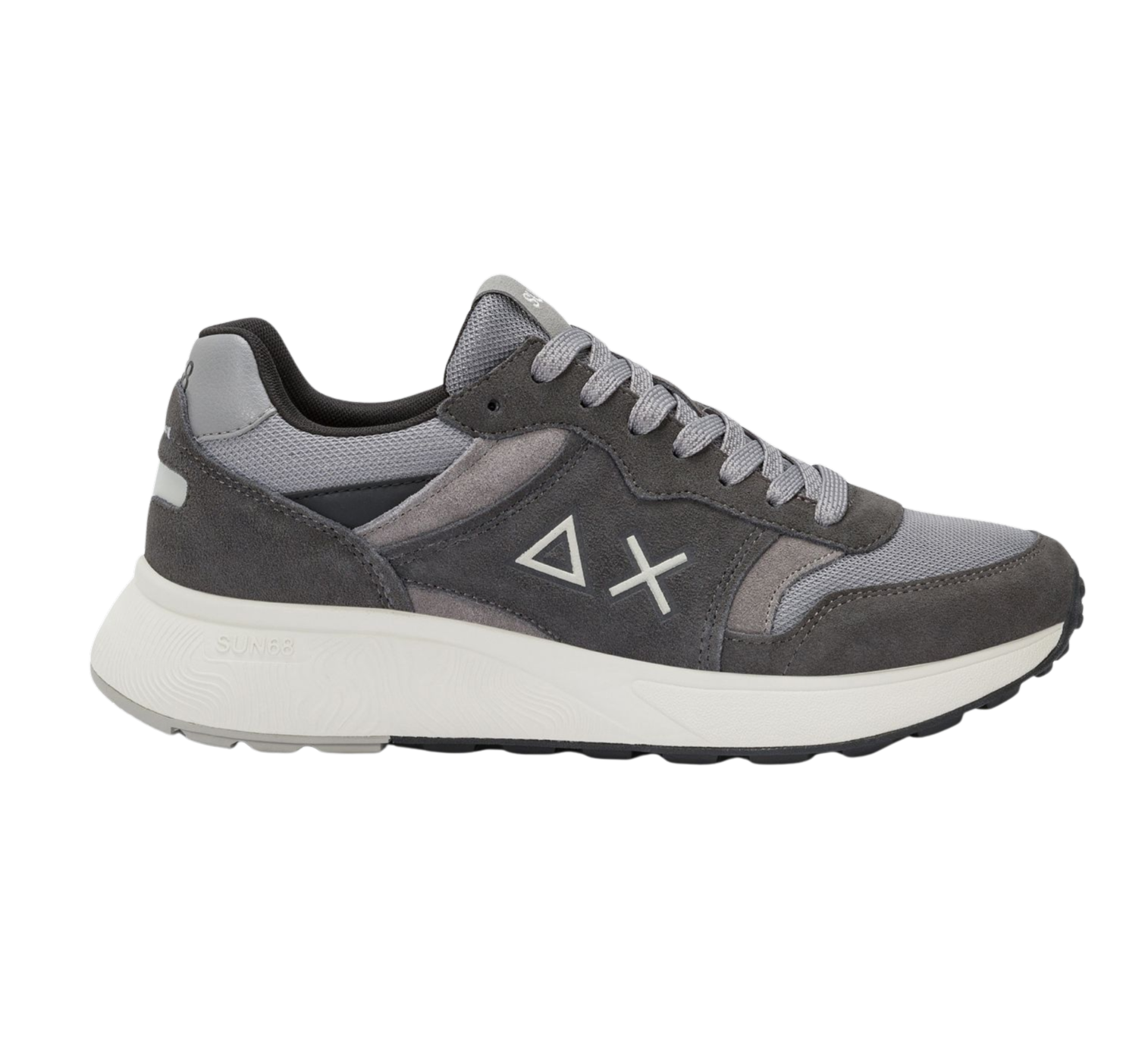 SUN68 Sneakers uomo in suede e mesh grigio