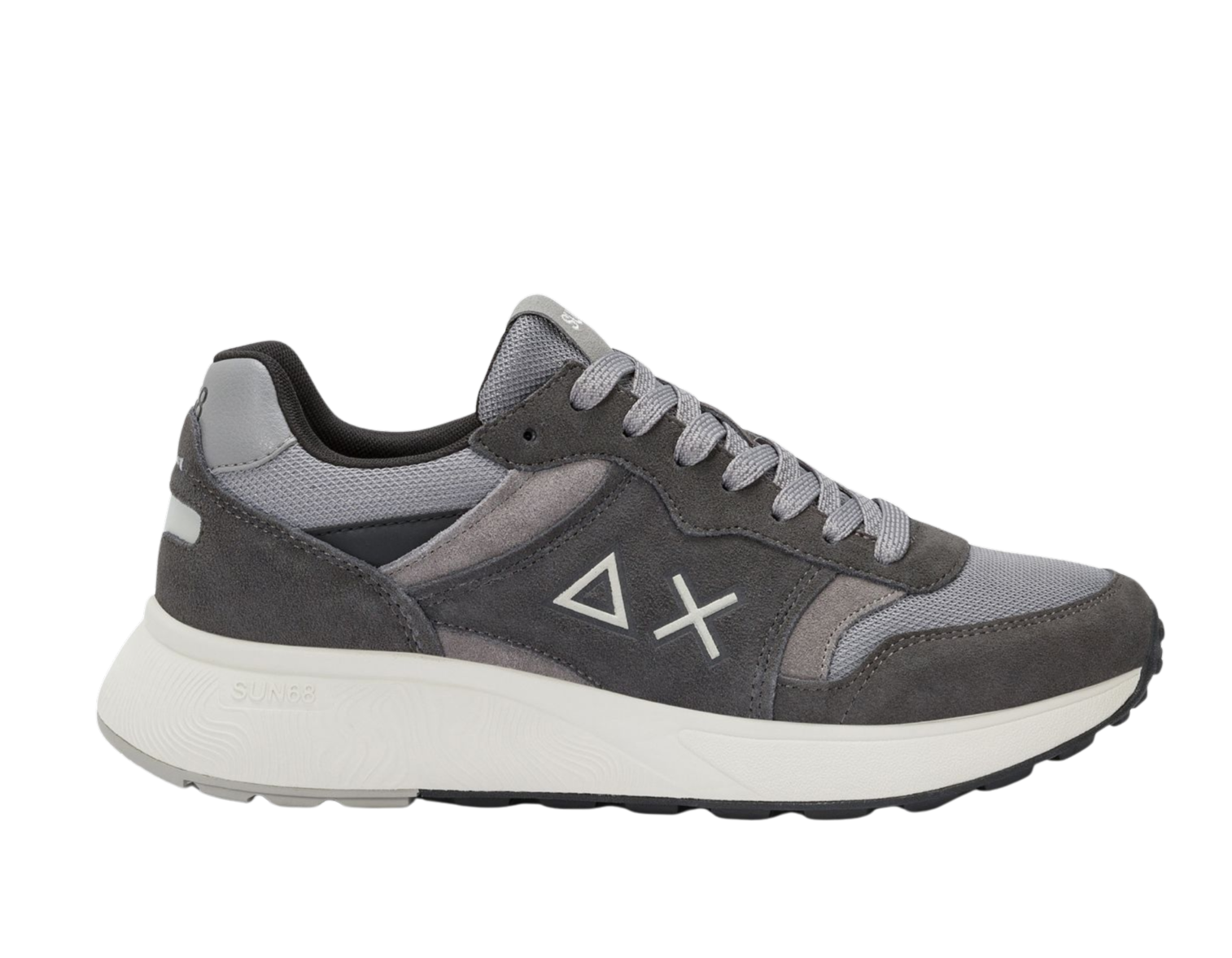 SUN68 Sneakers uomo in suede e mesh grigio