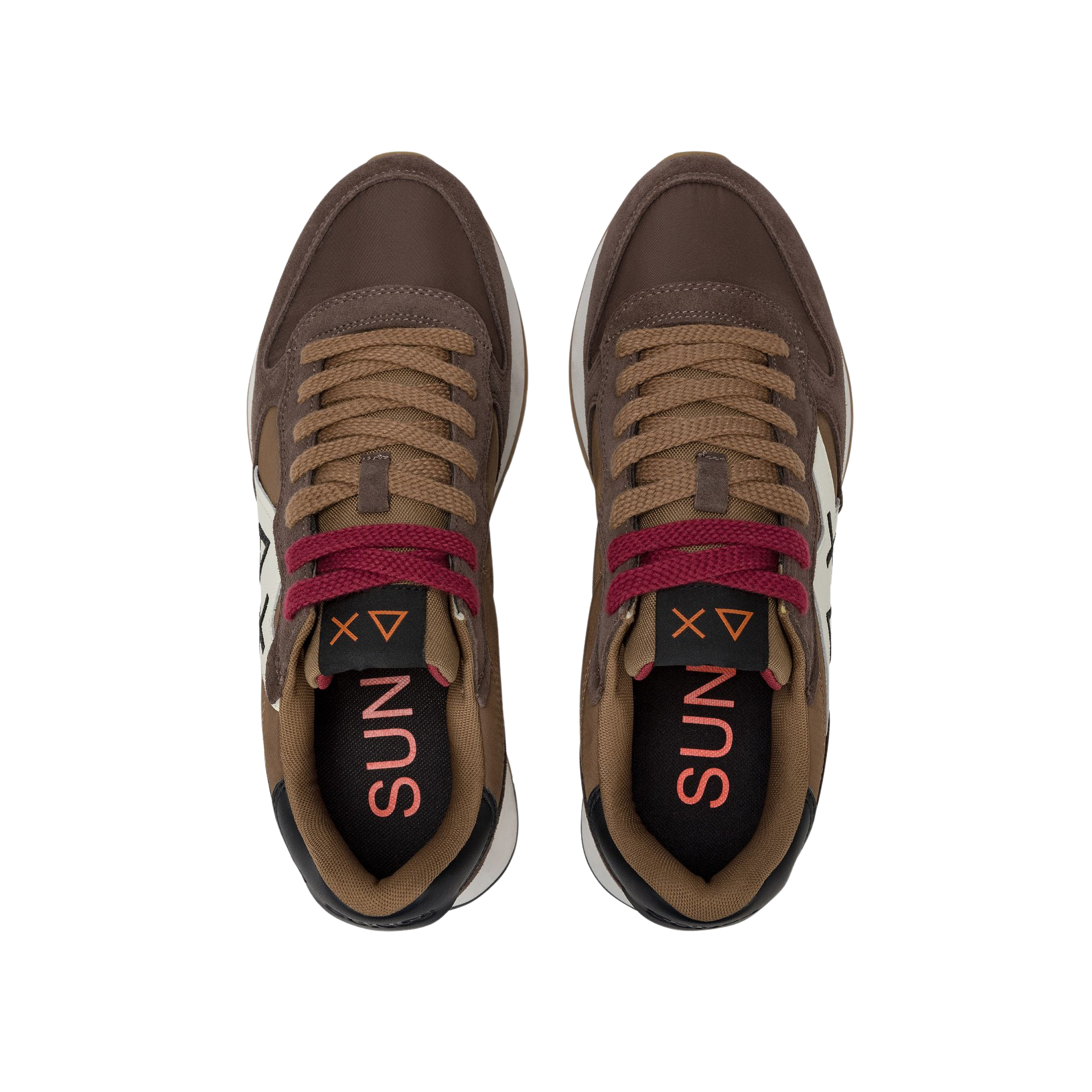 SUN68 Sneaker uomo nylon suede con logo grande marrone