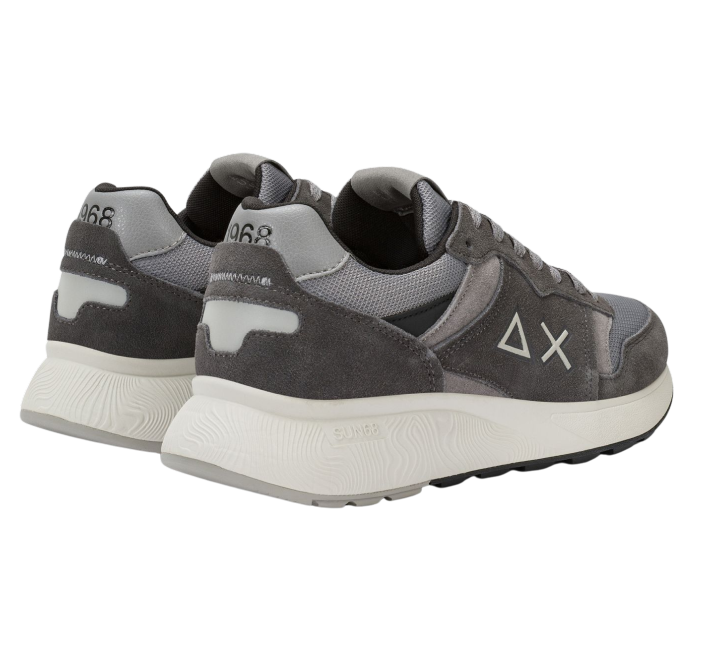 SUN68 Sneakers uomo in suede e mesh grigio