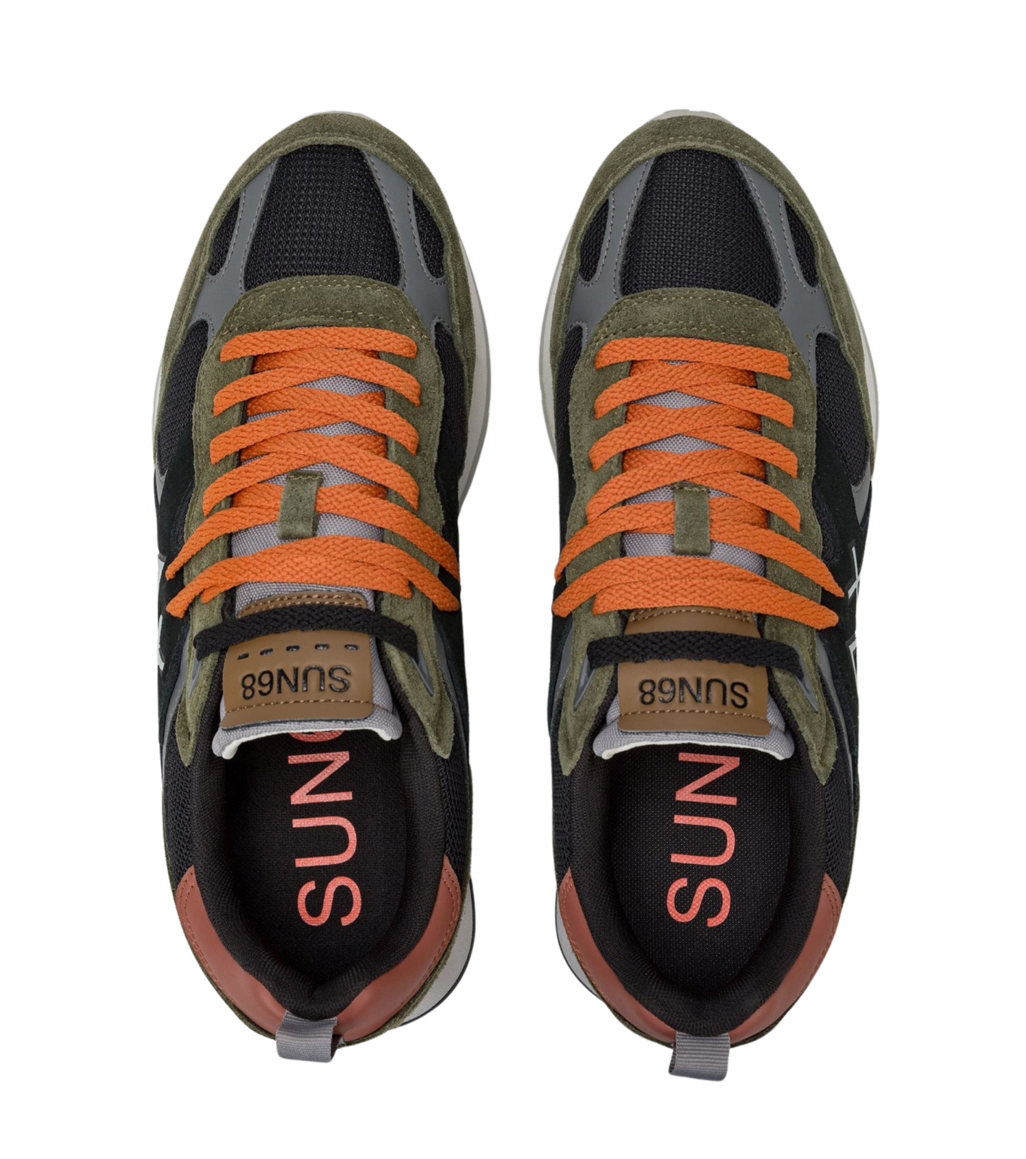 SUN68 Sneakers uomo in suede mesh militare nero