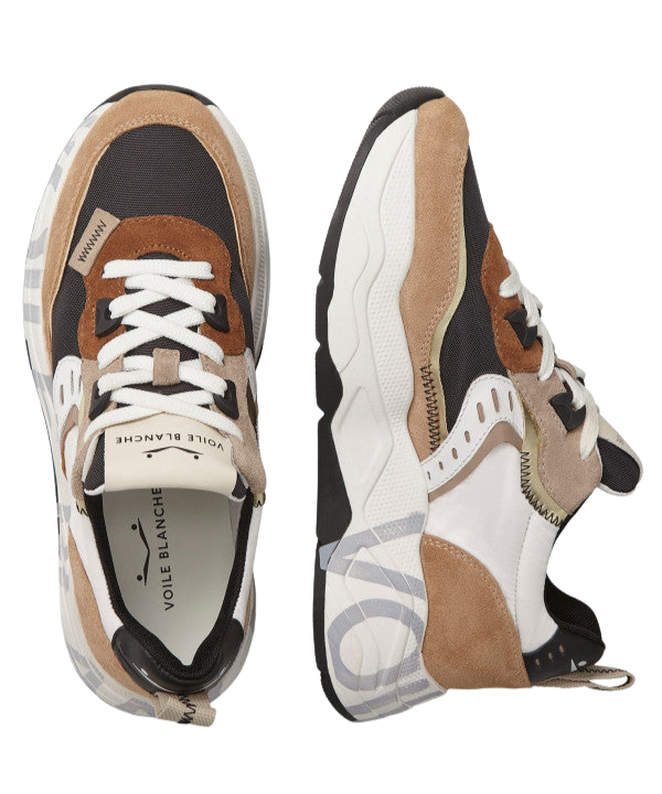 VOILE BLANCHE Sneaker donna suede fabric nylon dettagli pelle marroni